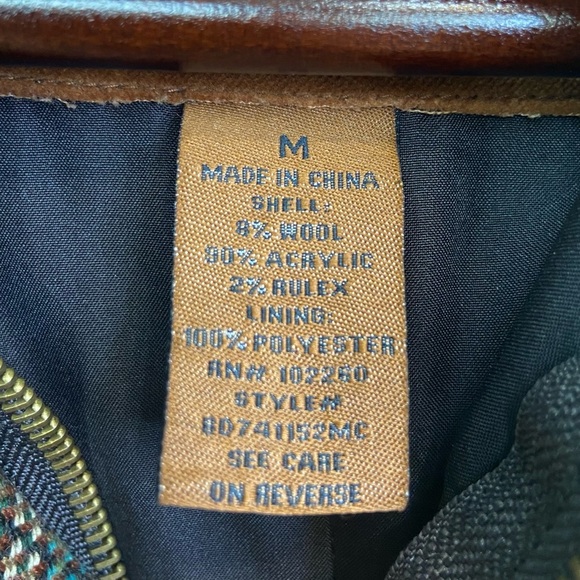 BBDakota• wool Brown Plaid Tartan Fur Hooded Flannel Vest medium - Picture 6 of 10